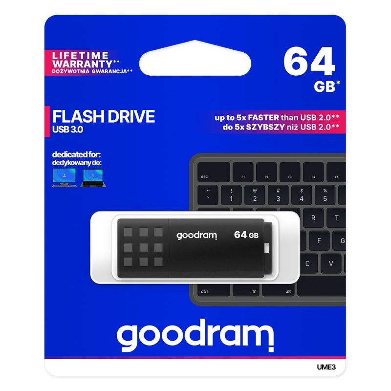Pendrive GoodRam UME3 UME3-0640K0R11 (64GB; USB 3.0; kolor czarny)