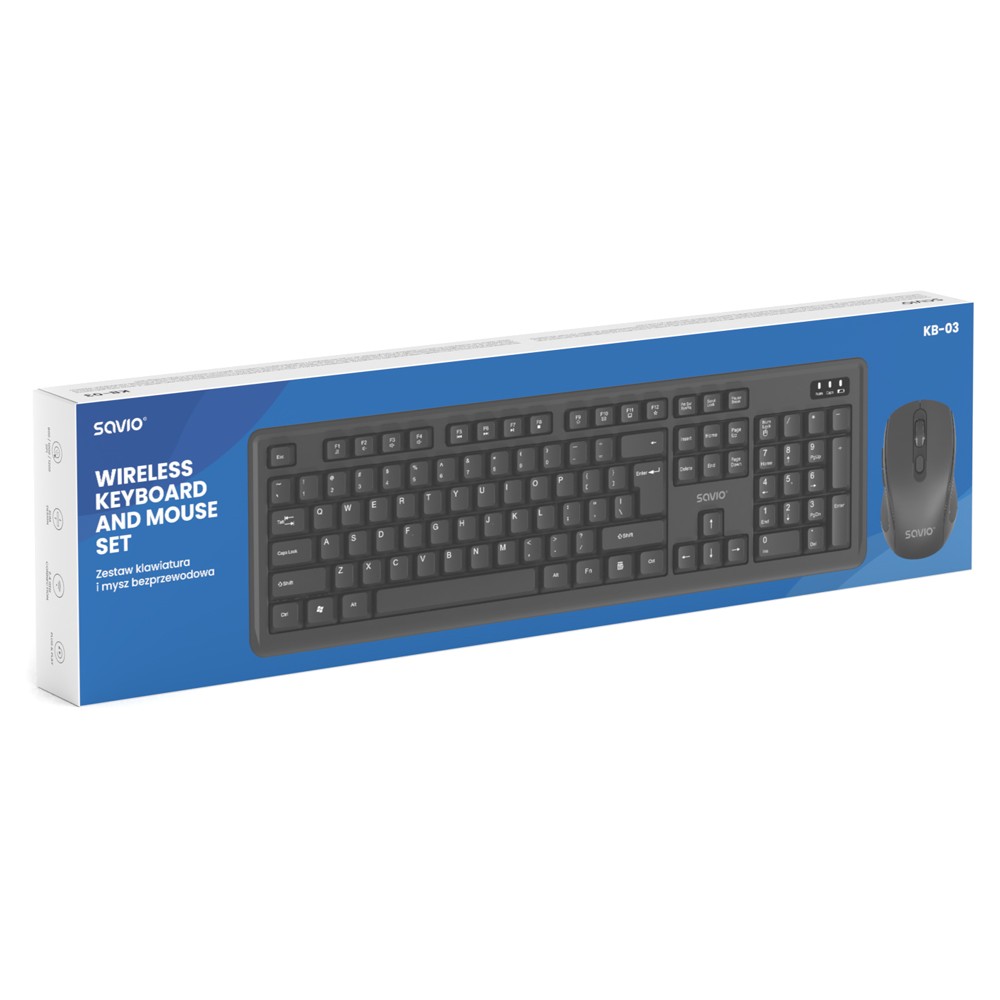 Zestaw klawiatura i mysz bezprzewodowa Savio KB-03
